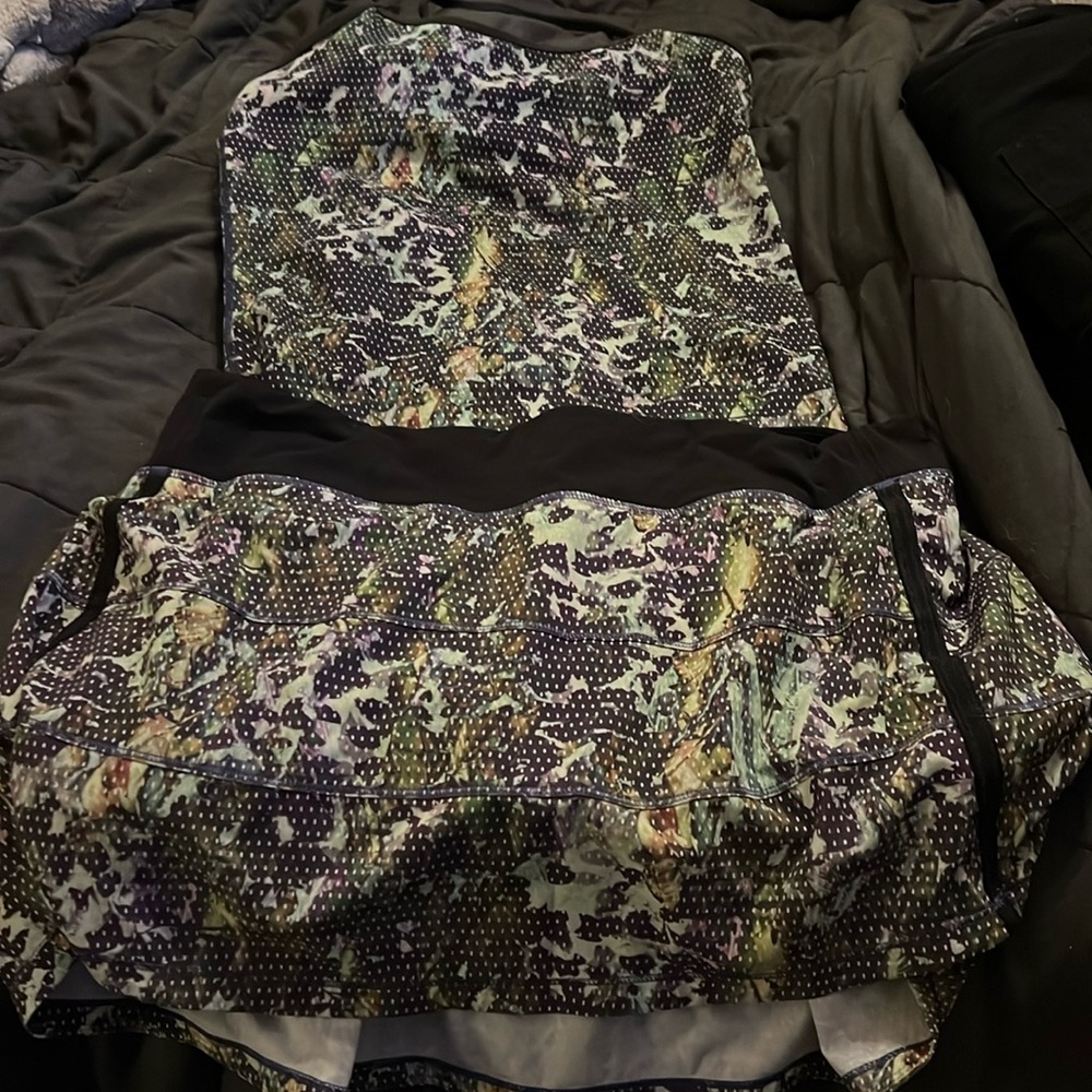 Lululemon racer Back, matrix skirt and teabag tank sold as a set